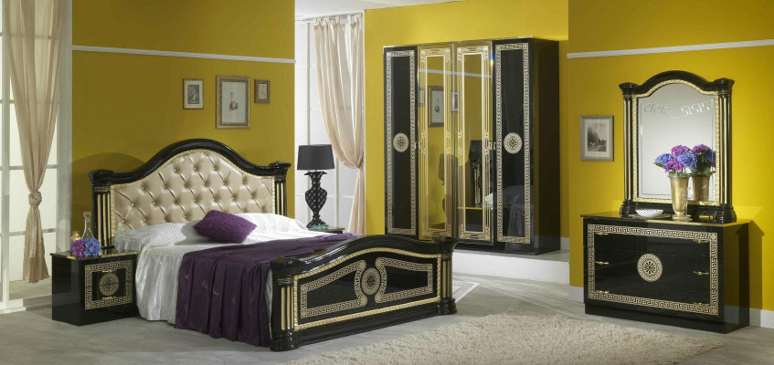 Conjunto de dormitorio estilo moderno cama mesita de noche cajonera muebles de cama 6 piezas grupo nuevo