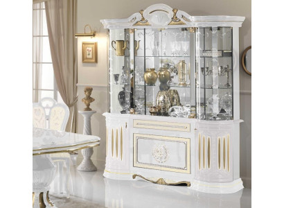 Vitrina Muebles italianos Armario de salón Blanco Oro Vitrina de vidrio Armarios Nuevos
