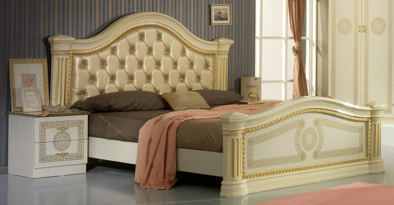 Diseño de dormitorio 3 piezas. Cama 2x mesita de noche Set de camas de lujo clásicas muebles