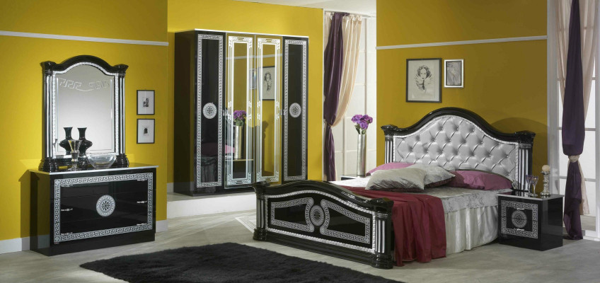 Cama 2x Mesita de noche 3 piezas. Juego de dormitorio Diseño Dormitorio de lujo Chesterfield