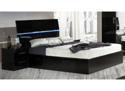 Diseño de dormitorio 3 piezas Cama 2 mesitas de noche Conjunto de camas de lujo Muebles Luz led
