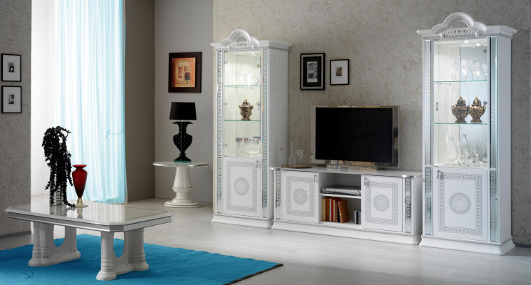 Vitrina de alta calidad Vitrinas Lujo Armario Madera Estilo italiano Muebles Vidrio Nuevo