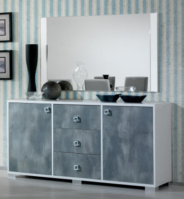 Cómodas modernas de 2 piezas. Conjunto de estilo moderno Cómoda + Espejo Muebles italianos.