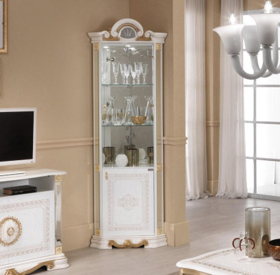 Vitrina de esquina blanca Armario de vidrio Vitrinas Armarios Estantería Muebles italianos