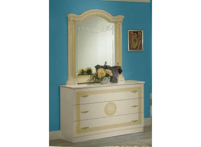 Espejo cómoda armario cómodas juego de dormitorio de madera estilo clásico de 2 piezas.