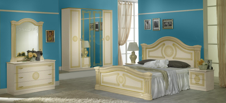 Espejo cómoda armario cómodas juego de dormitorio de madera estilo clásico de 2 piezas.