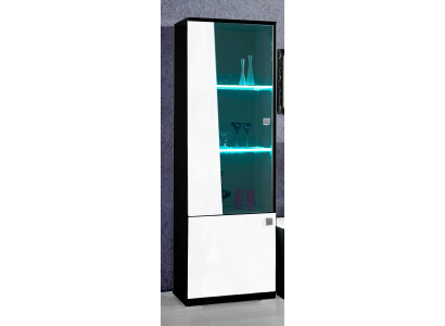 Vitrina noble de estilo moderno con armario y escaparate de cristal para sala de estar. Nuevo.