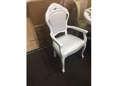 Silla Blanca Plata Diseño Sala de estar Comedor Madera Sillas Tapizadas Hechas en Italia