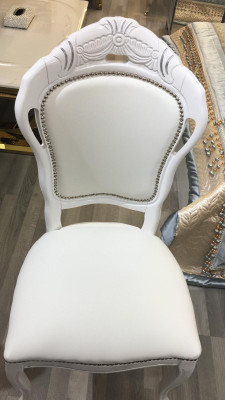 Silla Blanca Plata Diseño Sala de estar Comedor Madera Sillas Tapizadas Hechas en Italia