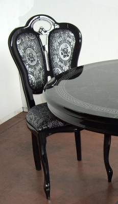 Silla negra de diseño plateado para sala de estar comedor, sillas de madera acolchadas hechas en Italia.