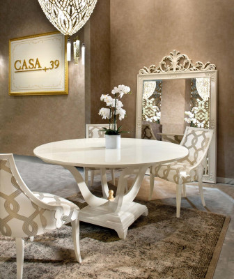 Diseño Mesa Redonda 4x Sillas Sillones Comedor Asiento Acolchado Mesas Redondas Set