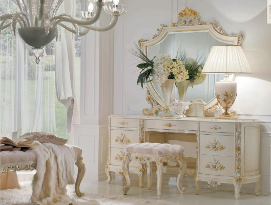 Conjunto de tocador espejo mesa de tocador mesa consola Beige