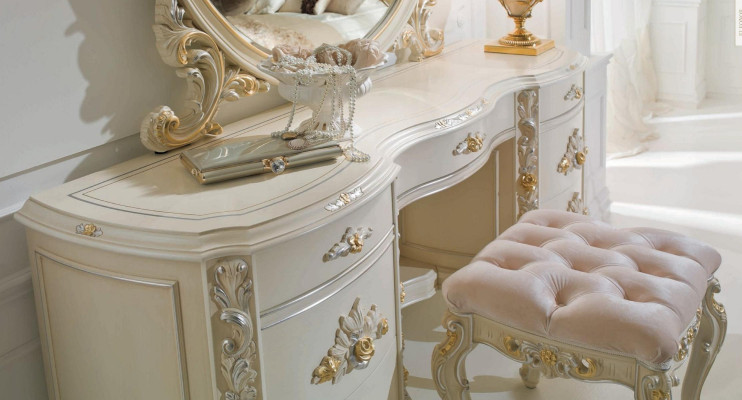 Conjunto de tocador espejo mesa de tocador mesa consola Beige