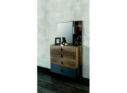 Cómoda con espejo de madera, diseño moderno de lujo para habitación juvenil.