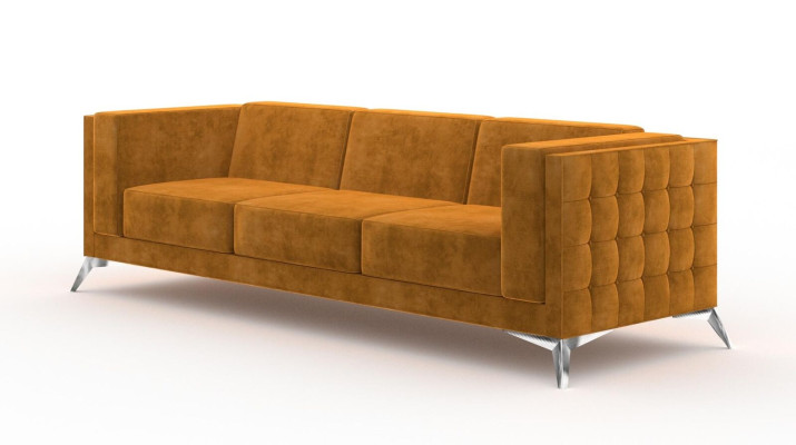 Gran sofá tapizado de tela Chesterfield de tres plazas XXL