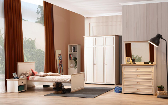 Cama Cama individual Mesita de noche Dormitorio 2 piezas Moderno Lujo Muebles Nuevos