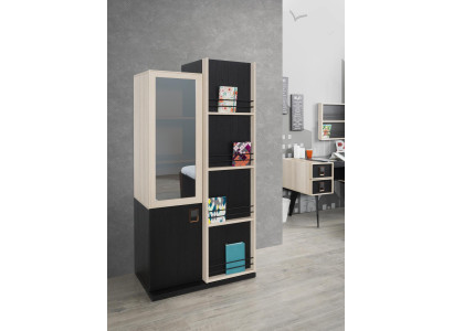 Estantería de libros negra para habitación juvenil, estanterías de madera para muebles.