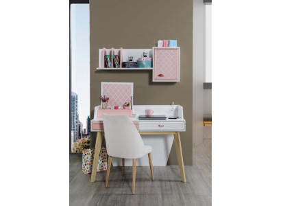 Escritorio estante de pared de madera habitación de niños escritorios muebles de diseño rosa.