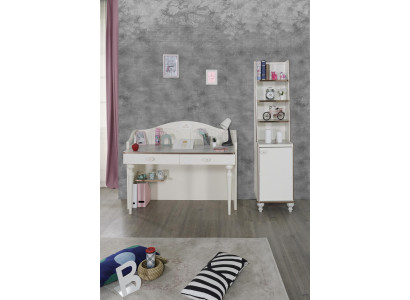 Escritorio infantil estantería de libros 2 piezas. Set mueble de estantería de madera blanco