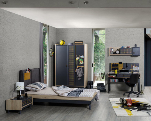 Diseño de armario para dormitorio juvenil, armarios azules para jóvenes, muebles nuevos.