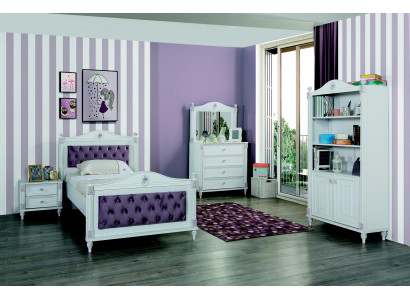 Diseño de habitación juvenil Juego de cama Mesitas de noche Cómoda Completo 4 piezas.