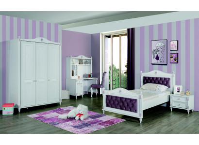 Juego de muebles para habitación de niños Cama Mesita de noche Armario Set de muebles de 4 piezas