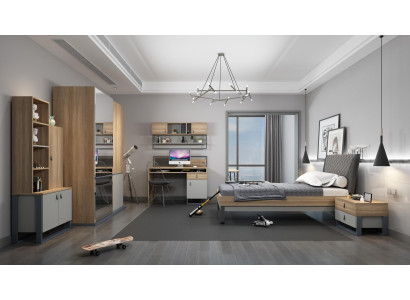 Conjunto de habitación juvenil cama armario infantil dormitorio nuevo conjunto de 5 piezas.