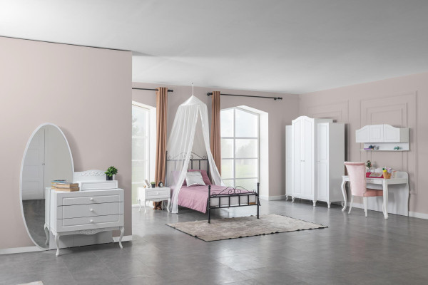Cama mesita de noche cómoda 6 piezas Dormitorio moderno Dormitorio de lujo