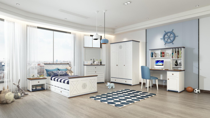 Juego de dormitorio de lujo para jóvenes cama mesita de noche armario muebles 5 piezas. Nuevo