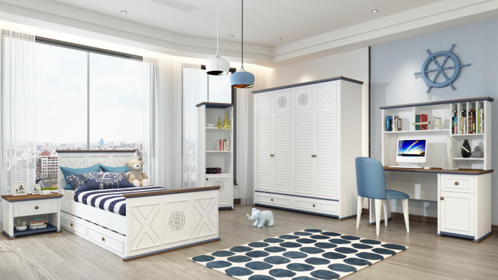 Juego de dormitorio de lujo para jóvenes cama mesita de noche armario muebles 5 piezas. Nuevo