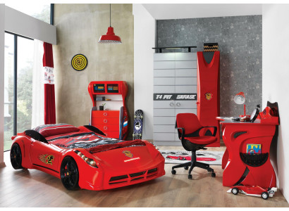 Conjunto de muebles para niño: cama, armario, cómoda y escritorio (4 piezas).