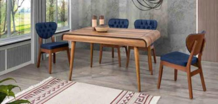 Juego de comedor con muebles modernos, conjunto de asientos con mesa de comedor y cojines de 5 piezas.