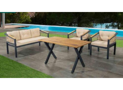 Muebles de jardín, conjunto de sofá, asientos para terraza, mesa, sofá, sofá de 4 piezas.