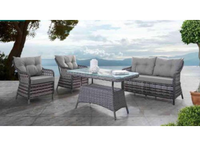 Muebles de jardín modernos Conjunto de sofás de lujo Mesa Taburete Sillón Grupo de asientos