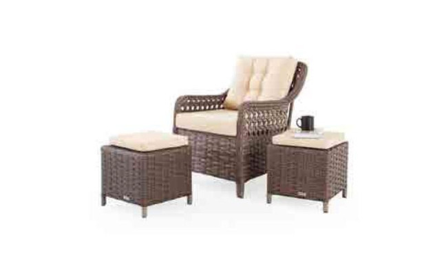 Muebles de jardín, conjunto de sofá, mesa, sillón, grupo de asientos, porche, taburete, juego de 6 piezas.