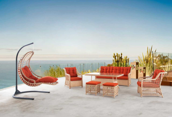 Conjunto de sofás muebles de jardín mesa taburete sillón veranda grupo de asientos de 6 piezas.