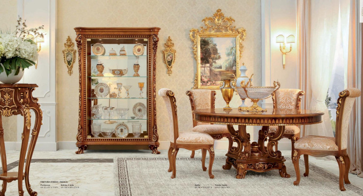 Conjunto de comedor Mesa de comedor Silla Vitrina Grupo de comedor Marrón Juego de 7 piezas