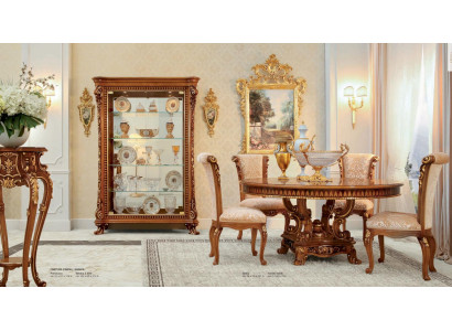 Conjunto de comedor Mesa de comedor Silla Vitrina Grupo de comedor Marrón Juego de 7 piezas