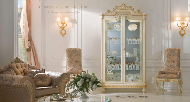 Vitrina armarios vitrinas de madera muebles de lujo salón beige armario.