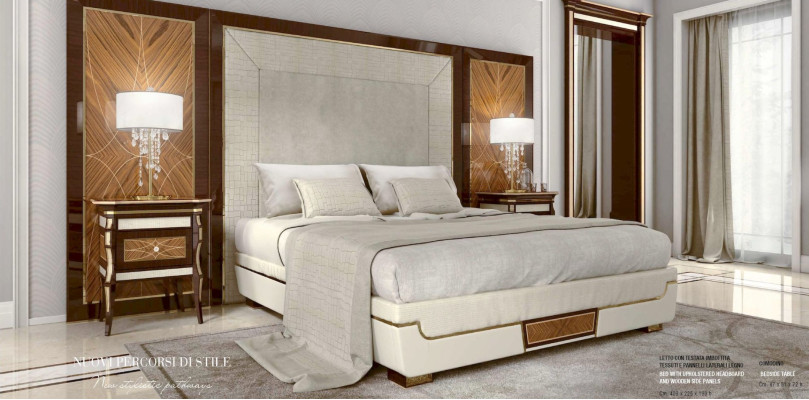 Conjunto de dormitorio cama doble de lujo marrón juego de grupo 3 piezas