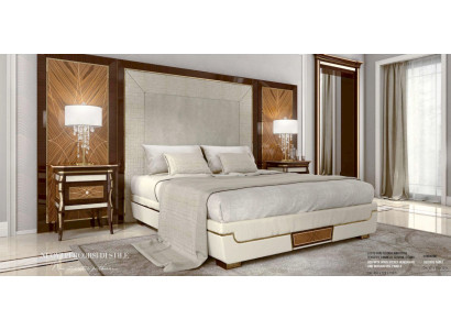 Conjunto de dormitorio cama doble de lujo marrón juego de grupo 3 piezas