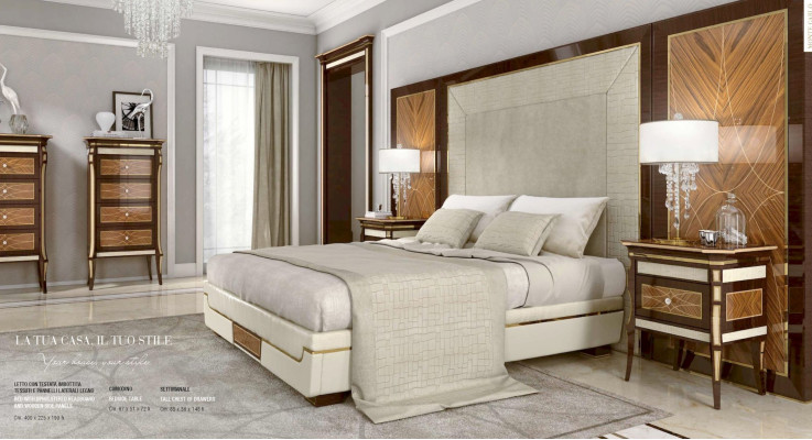 Conjunto de dormitorio cama doble de lujo marrón juego de grupo 3 piezas