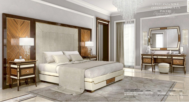 Conjunto de dormitorio cama doble de lujo marrón juego de grupo 3 piezas