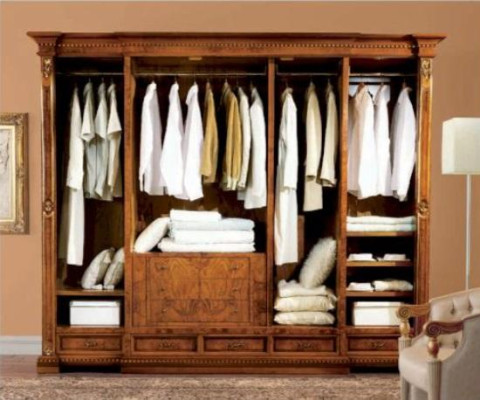 Armario Armarios Marrón Dormitorio Madera Armario XXL Espejo