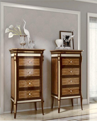 Cómoda de lujo Armarios Cómodas Muebles de madera Marrón Dormitorio Set de 2 piezas