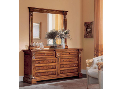 Grupo Aparador Espejo Cómoda Armarios Muebles de madera Marrón Dormitorio