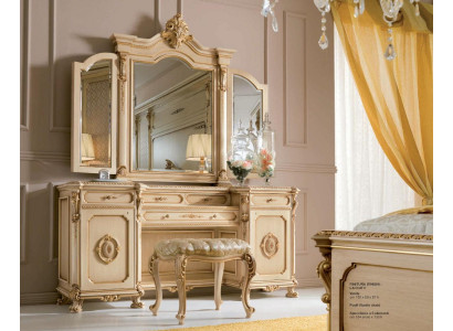 Mesa de maquillaje Espejo Lujo Consola Beige Conjunto de dormitorio
