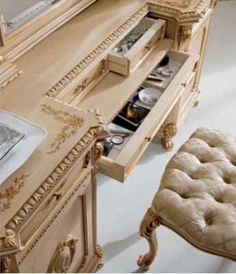 Mesa de maquillaje Espejo Lujo Consola Beige Conjunto de dormitorio