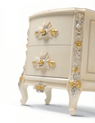 Mesitas de noche Consolas mesita de noche Mesa auxiliar Consolas de noche Lujo Beige Barroco