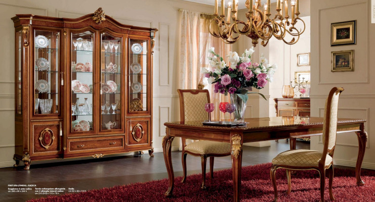 Vitrina de lujo grande armarios vitrinas madera muebles de salón armario marrón barroco.